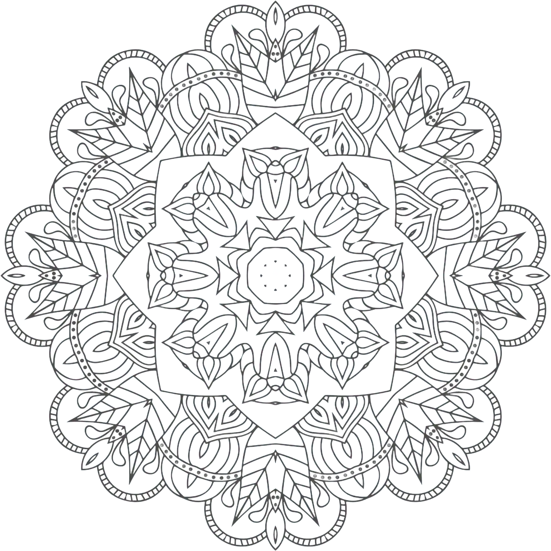 Mandala blanc complexe sur fond bleu