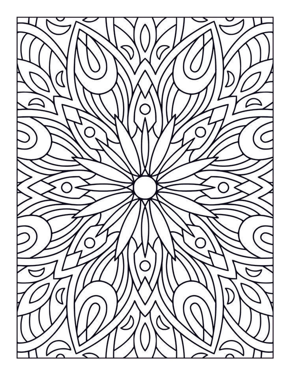 Motif mandala complexe en noir et blanc