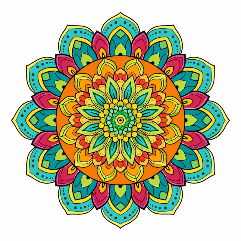 Mandala floral multicolore Mandala coloré avec motifs floraux
